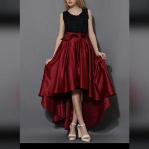 Maroon High Low Skirt